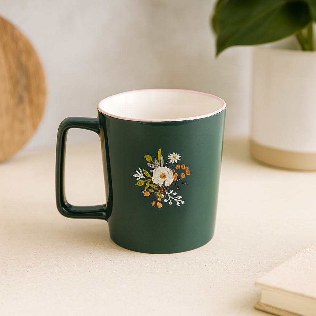 Trust in the Lord Black Ceramic Mug with Pink Rim – 384ml Coffee Cup | Proverbs 3:5 Christian Gift South Africa