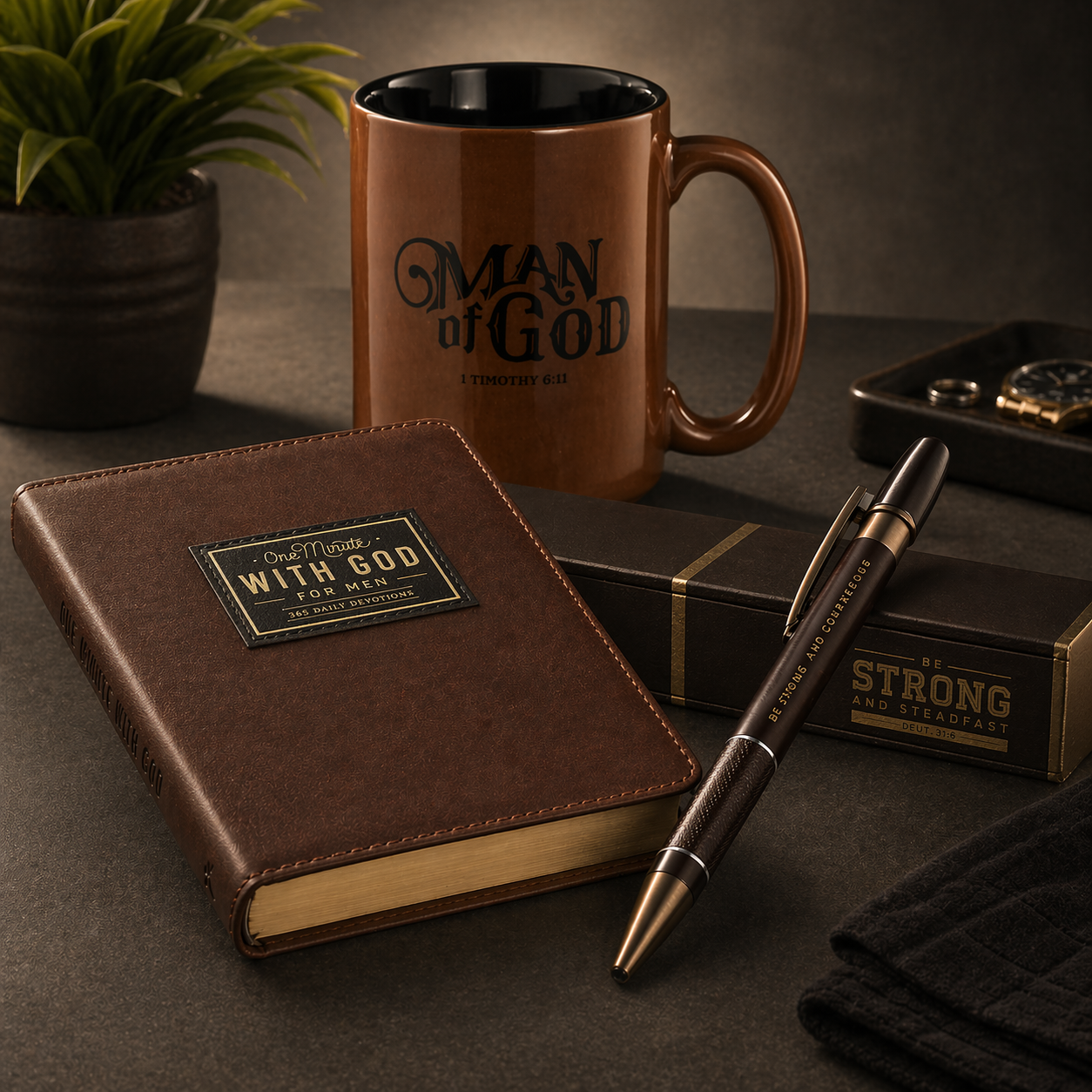 Brewed for greatness Man of God Gift Set for Men | Mug, Devotional & Pen Bundle | Christian Father’s Day Gift