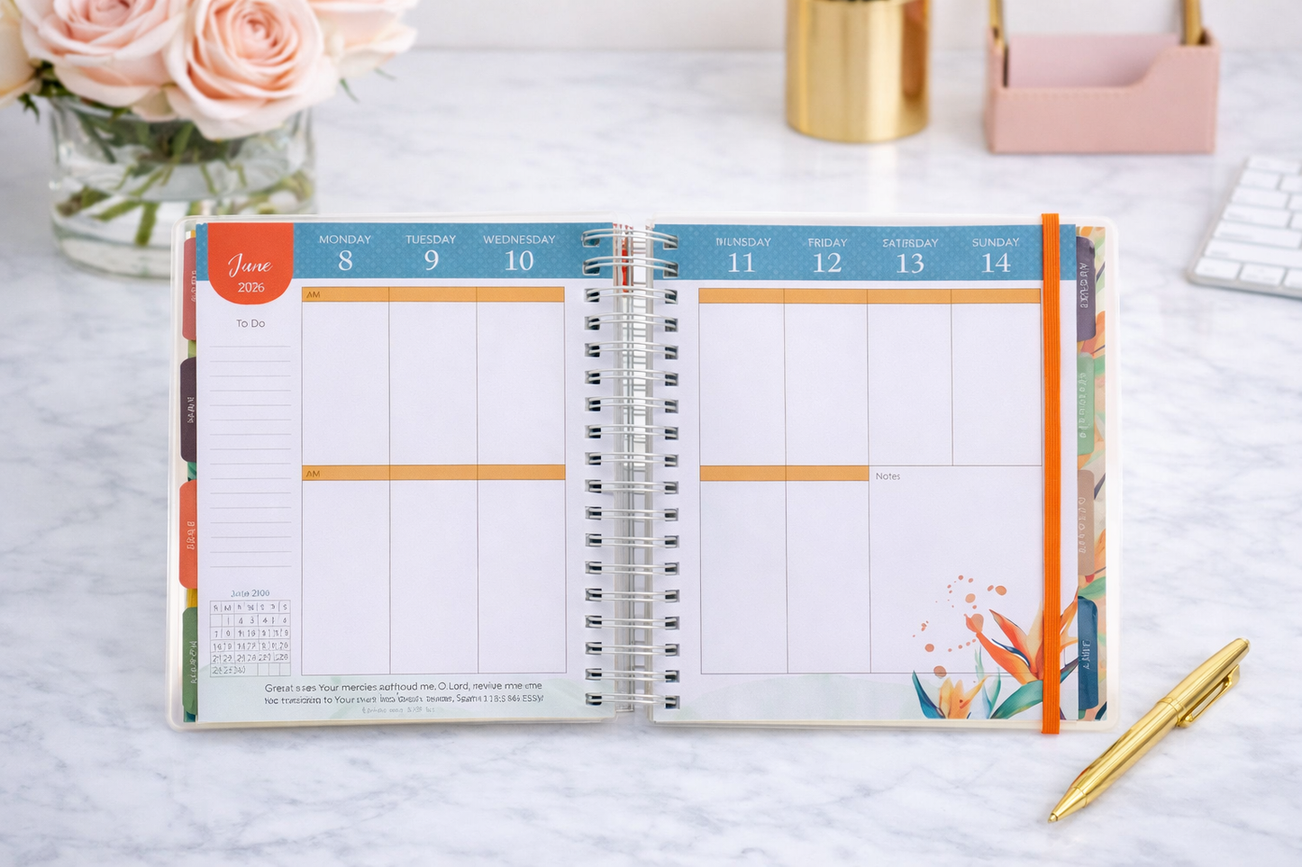 2026 Christian Planner | Blessed Is the One 18-Month Faith Planner with Scripture, Stickers & Pockets