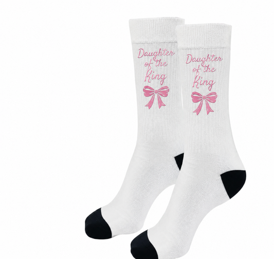 Daughter of the King Christian Socks for Women | Custom Sublimated Crew Socks | One Size Fits All