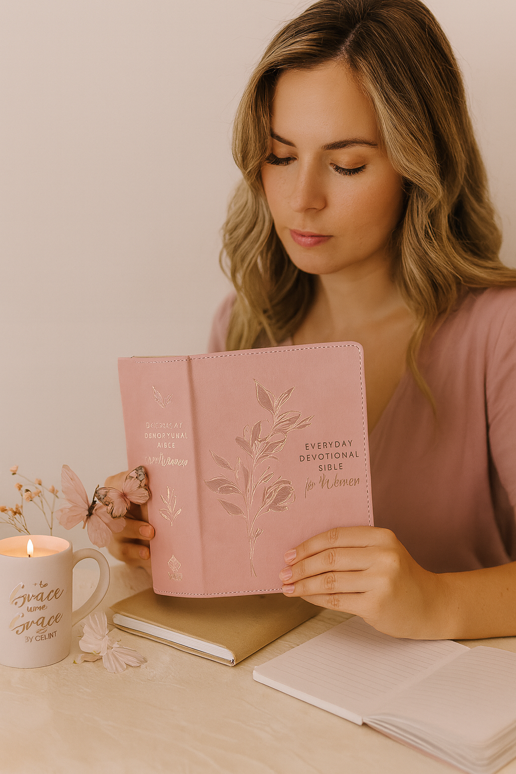 Everyday Devotional Bible for Women NLT – Pink LeatherSoft Edition | Grace Upon Grace South Africa