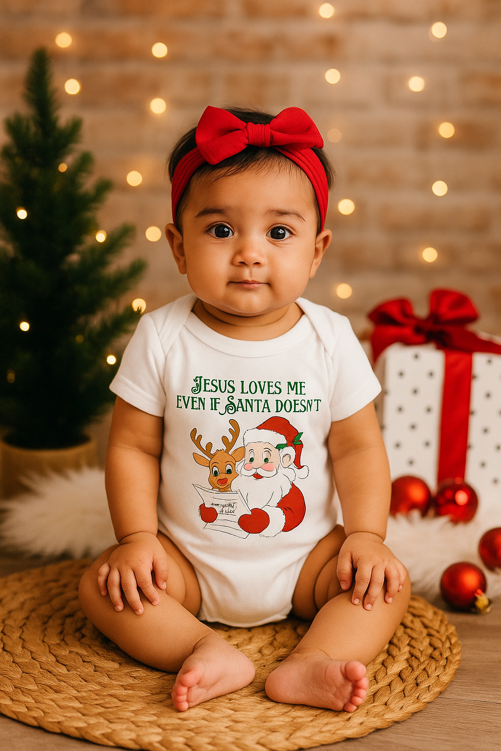 Christian Christmas Baby Onesie South Africa │ "Jesus Loves Me" Romper │ Newborn – 12-18 Months │ Soft Polyester-Spandex Bodysuit