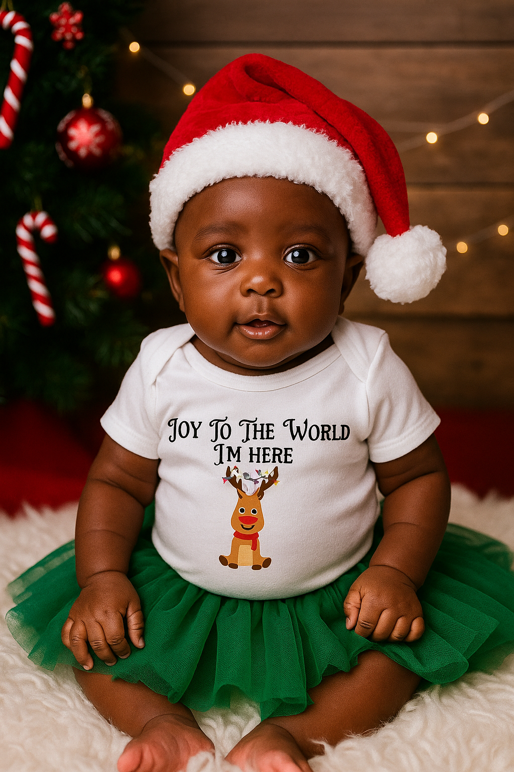 Christmas Baby Romper South Africa – “Joy to The World I’m Here” | Newborn to 24 Months | Sublimation Printed