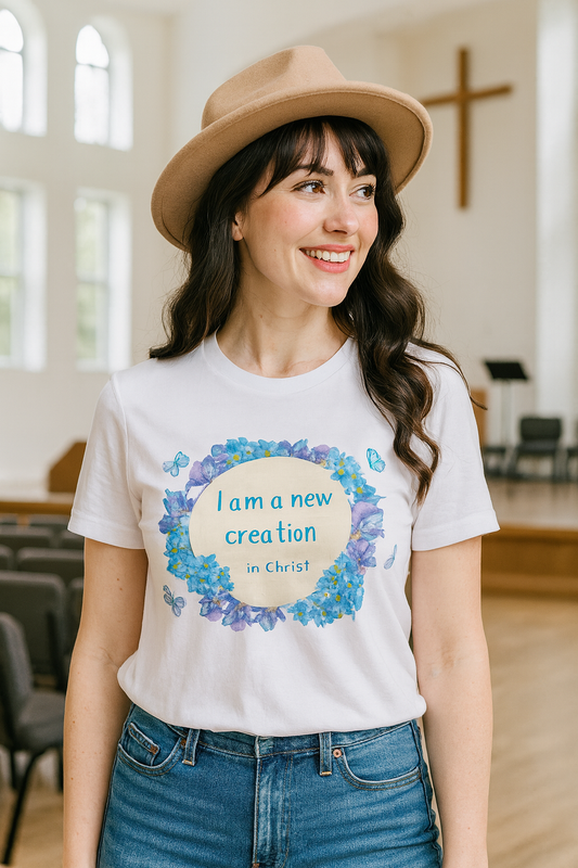 I Am a New Creation Christian T-Shirt – Floral Faith Tee South Africa