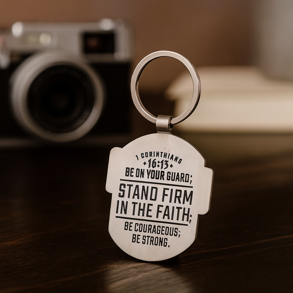Stand Firm in the Faith Metal Keyring – Christian Scripture Gift South Africa | 1 Corinthians 16:13