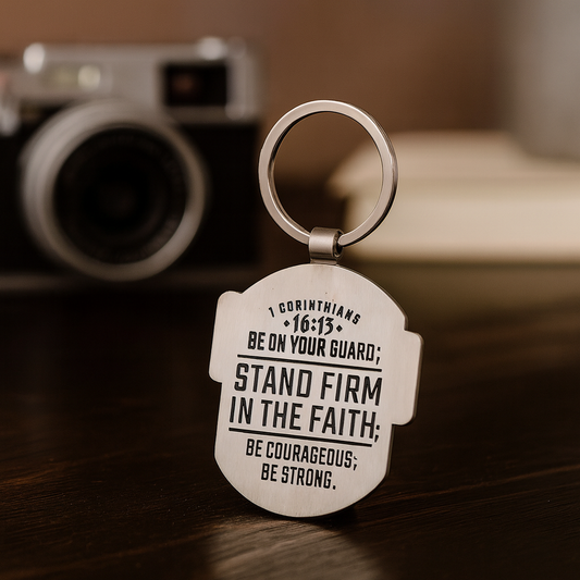 Stand Firm in the Faith Metal Keyring – Christian Scripture Gift South Africa | 1 Corinthians 16:13
