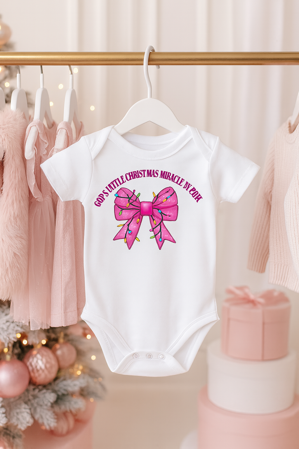 God’s Little Christmas Miracle Baby Romper – Soft Polyester Blend | Sublimation Print | Newborn to 18–24 Months | SA Christmas Outfit