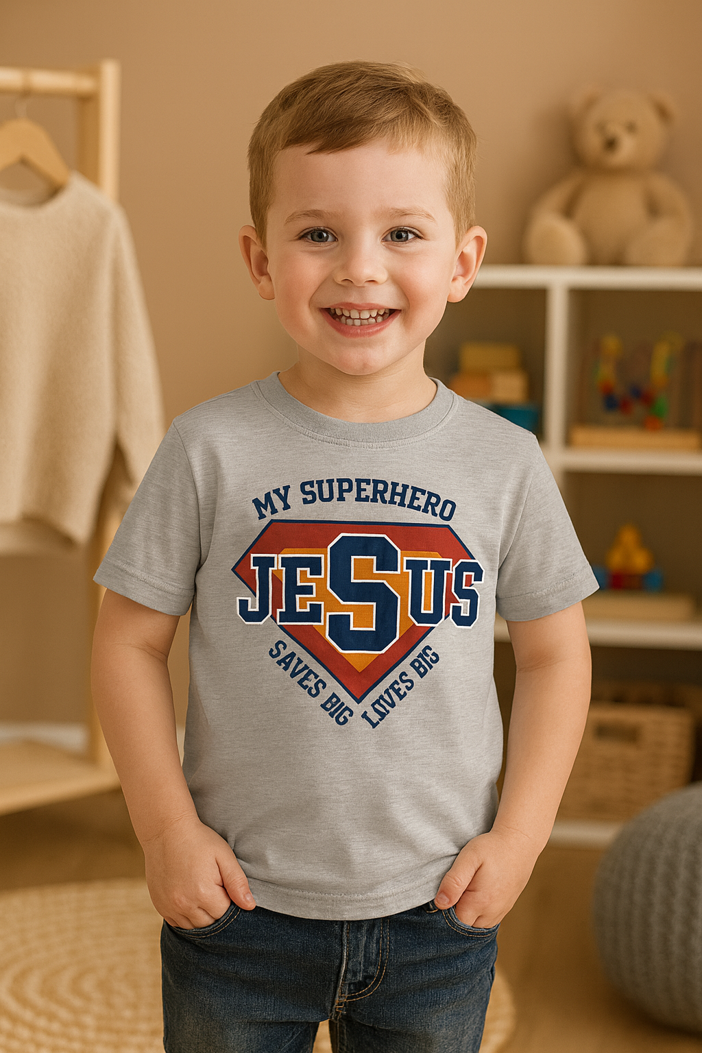 Jesus My Superhero Kids’ Christian T-Shirt – Faith Tee South Africa