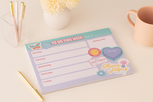 A4 Weekly Desk Planner for Girls – Shine for Jesus | Christian Planner South Africa