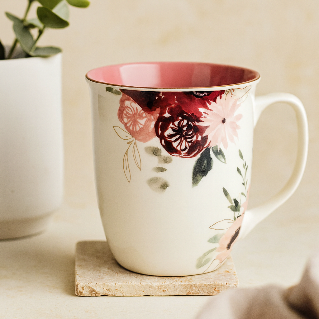 Blessed Mom Pink Floral Ceramic Mug – 414ml Coffee Cup with Gold Foil & Pink Interior | Mother’s Day Gift South Africa