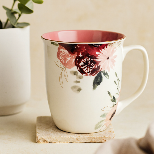 Blessed Mom Pink Floral Ceramic Mug – 414ml Coffee Cup with Gold Foil & Pink Interior | Mother’s Day Gift South Africa