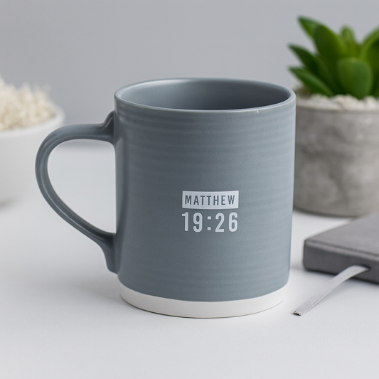 With God All Things Are Possible Grey Ceramic Mug – 503ml Coffee Cup | Matthew 19:26 Christian Gift South Africa