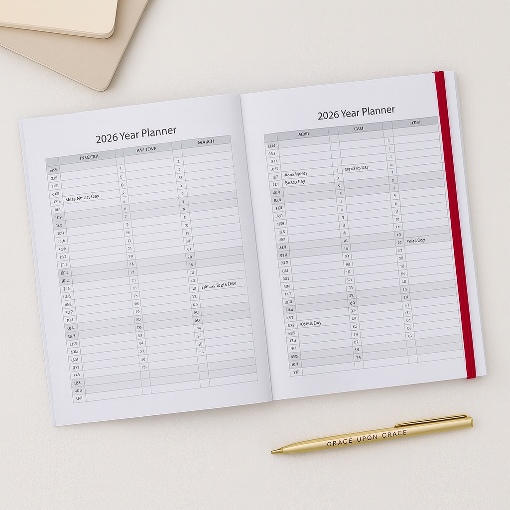 A5 2026 Daily Planner with Elastic Closure – Inspirational Quotes, SA School Terms & Public Holidays