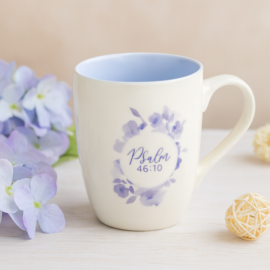 Be Still and Know Blue Ceramic Mug – 355ml Coffee Cup with Scripture | Psalm 46:10 Christian Gift South Africa
