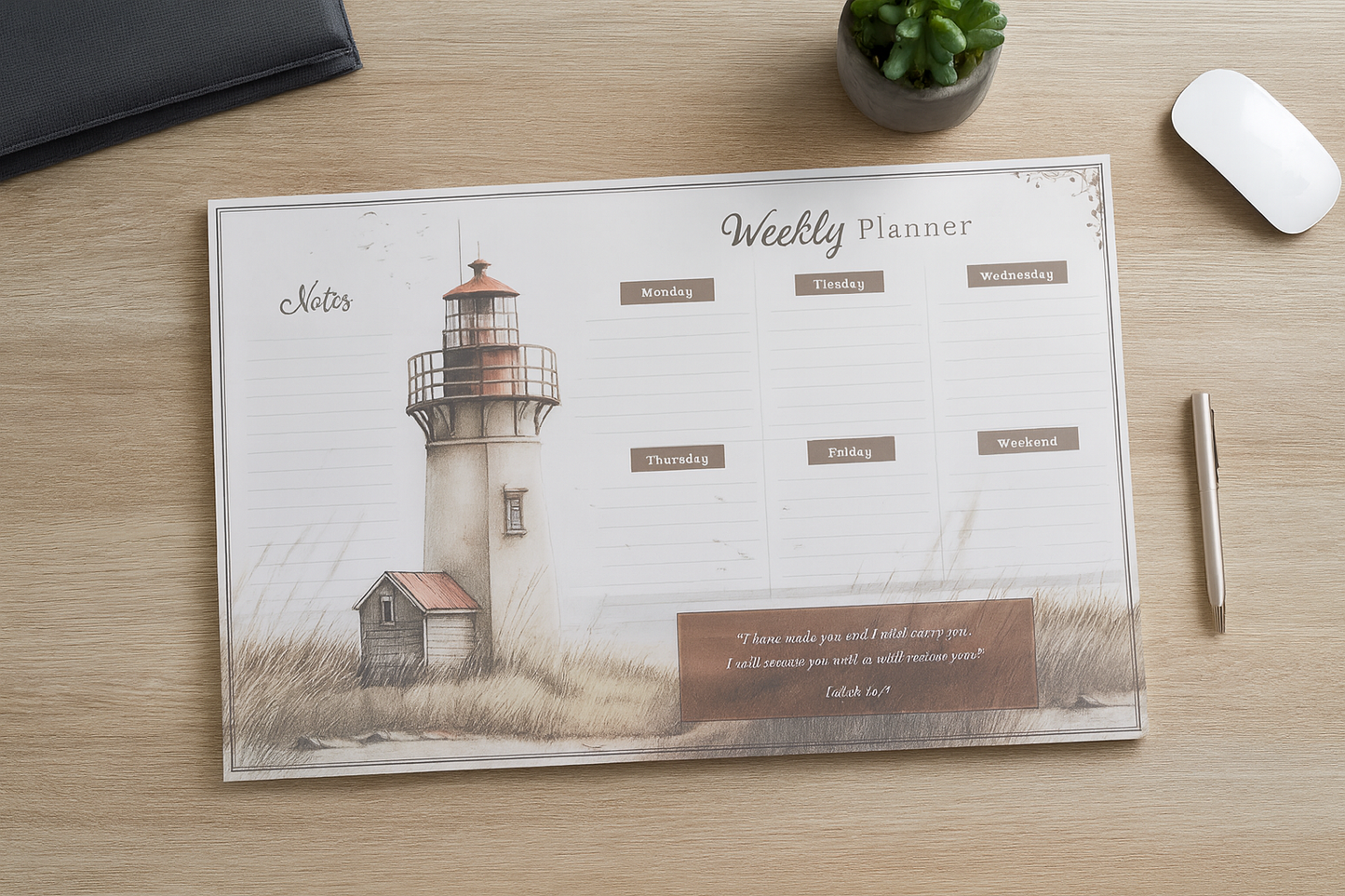 A3 Weekly Desk Planner South Africa – I Have Made You and I Will Carry You | Lighthouse Collection | Isaiah 46:4
