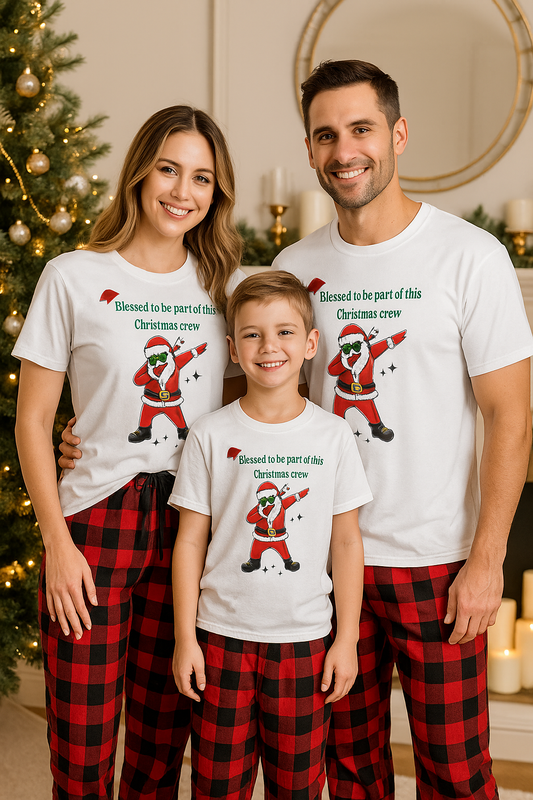 Blessed Christmas Crew T-Shirt – Family Matching Festive Tee | Grace Upon Grace SA