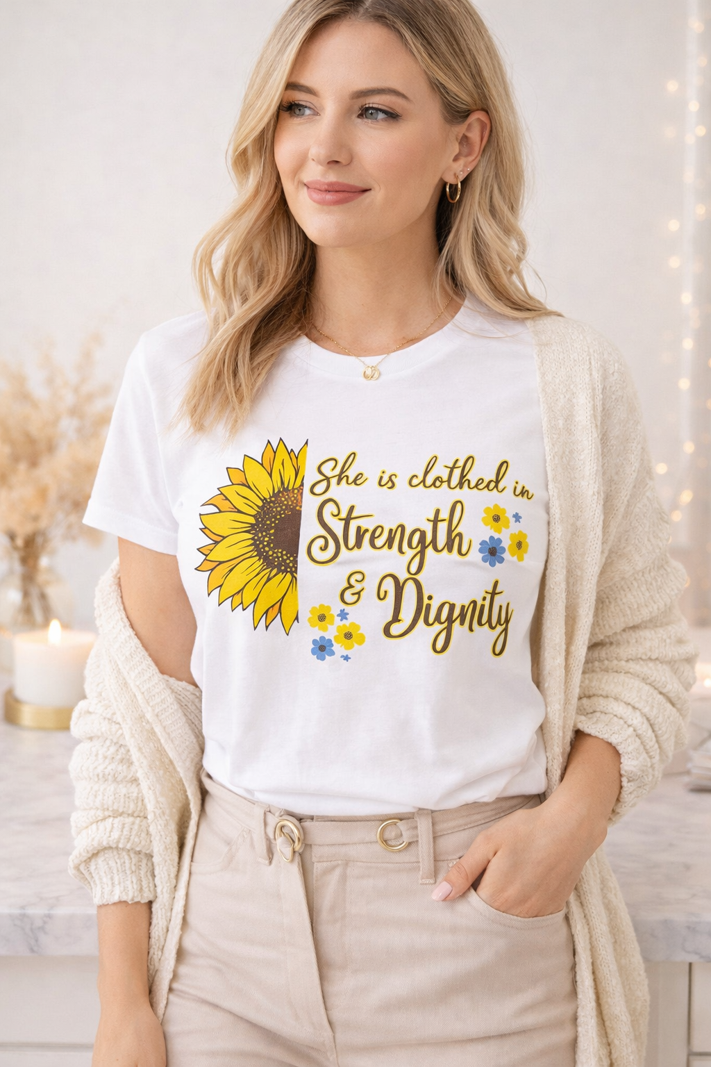 Bloom in Strength Bundle | Christian Tote, T-Shirt & Coloring Book Gift Set