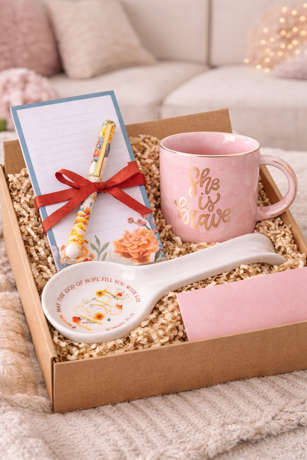 Faithful & Fierce Christian Gift Bundle | Mug, Spoon Rest & Magnetic Notepad Set