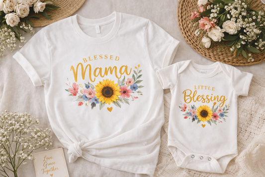 Blessed Duo Mom & Baby Matching Set | Mother’s Day T-Shirt & Romper Gift