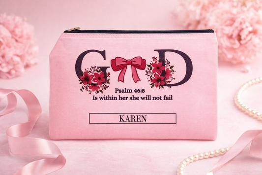 Personalised Sublimated Makeup Purse | Custom Name Cosmetic Bag | Faith-Inspired Gift SA