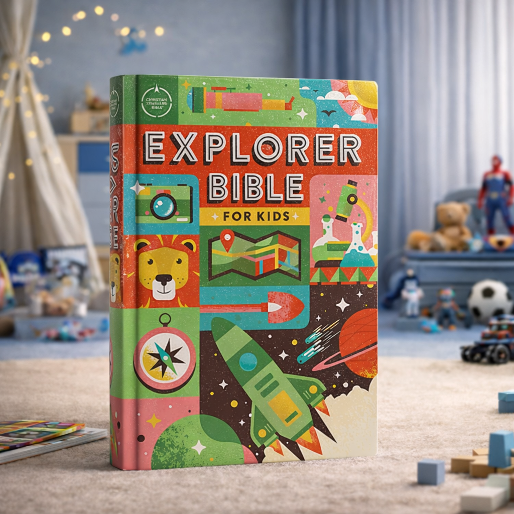 The CSB Explorer Bible for Kids is an interactive, full-colour hardcover Bible that helps children understand Scripture through maps, timelines, illustrations, and study tools. Designed for lifelong faith growth.