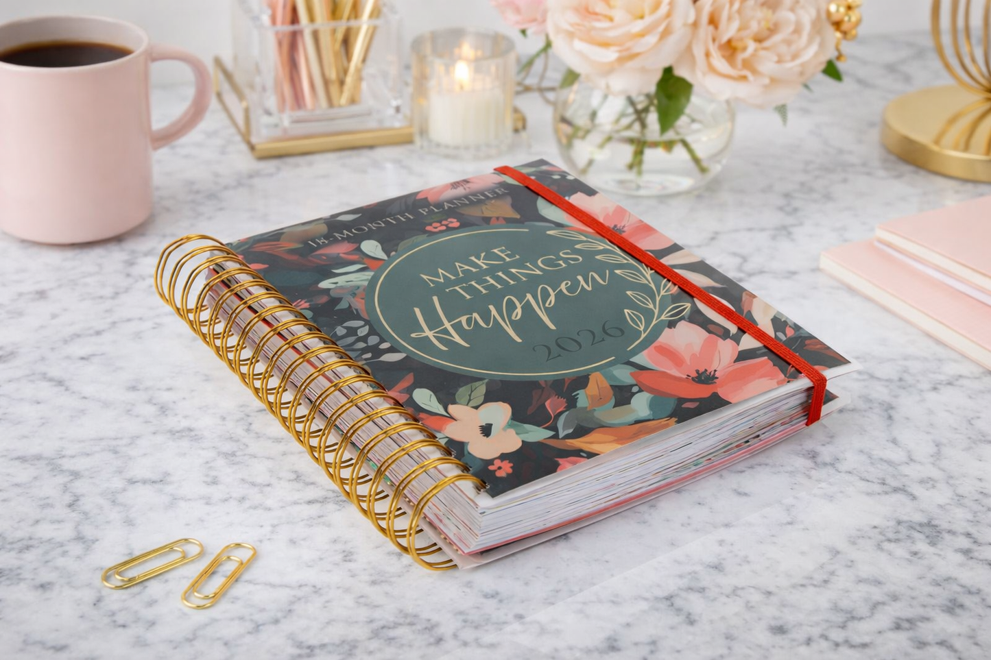 2026 Make Things Happen 18-Month Inspirational Planner for Women | Wirebound Weekly Planner with Stickers & Pockets