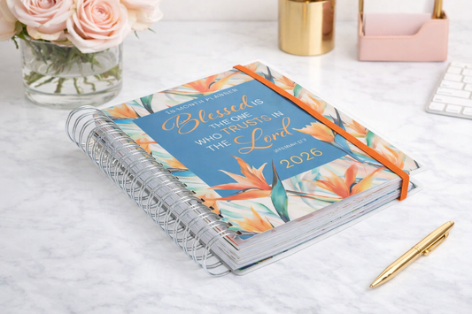 2026 Christian Planner | Blessed Is the One 18-Month Faith Planner with Scripture, Stickers & Pockets
