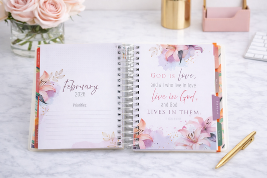 2026 Christian Planner | Blessed Is the One 18-Month Faith Planner with Scripture, Stickers & Pockets