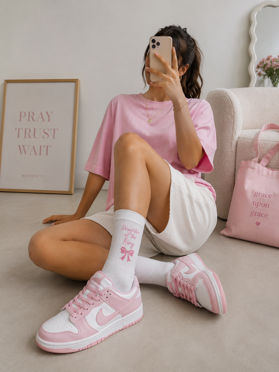 Daughter of the King Christian Socks for Women | Custom Sublimated Crew Socks | One Size Fits All