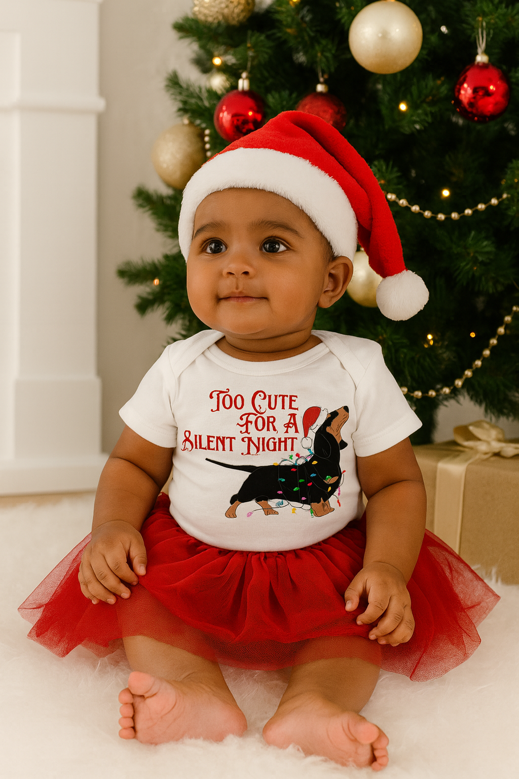 Too Cute for a Silent Night Baby Romper – Christmas Outfit SA