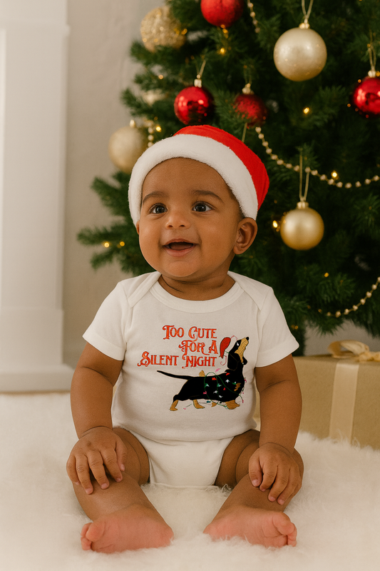 Too Cute for a Silent Night Baby Romper – Christmas Outfit SA