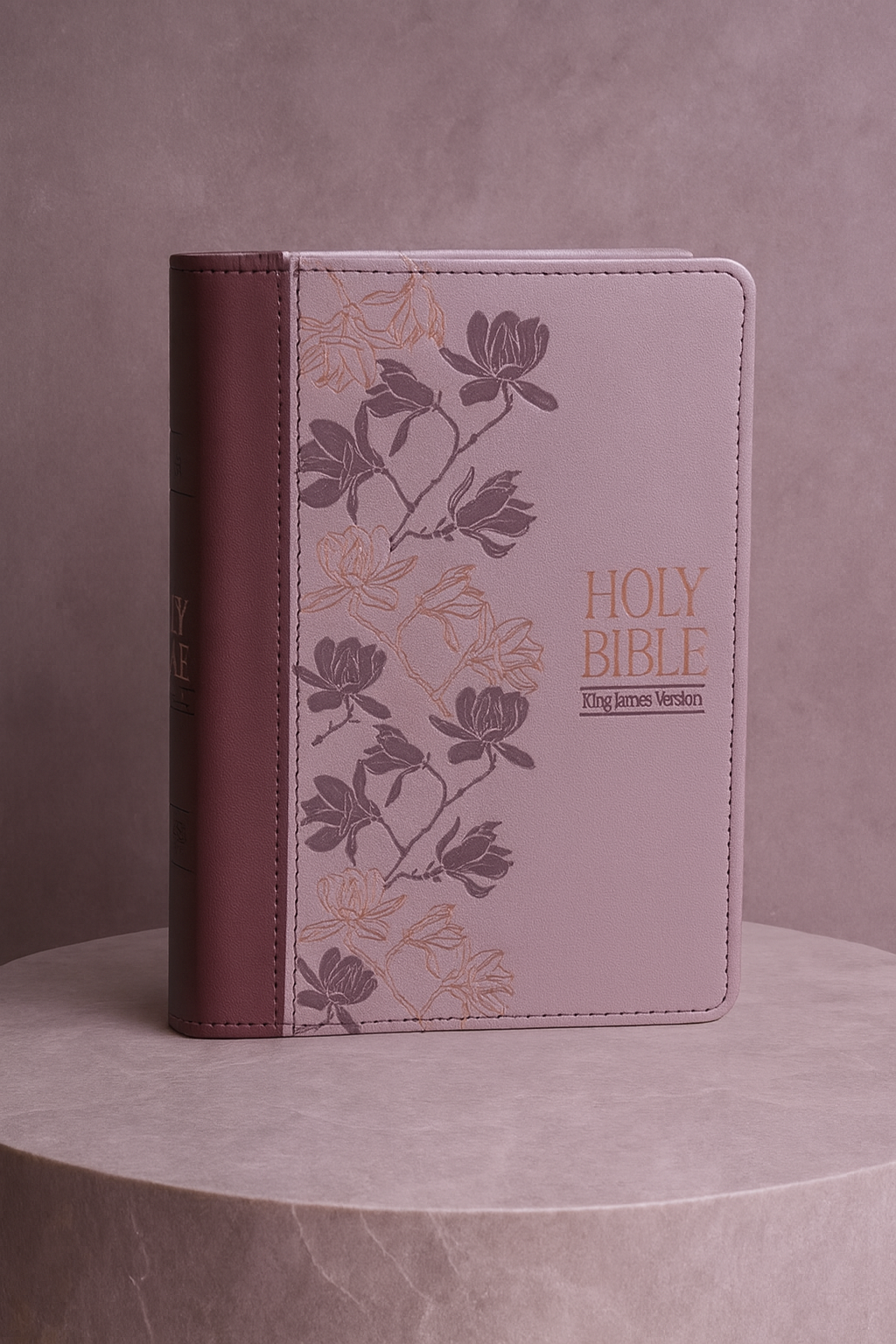 KJV Large Print Compact Bible – Floral Purple Leather Cover | Grace Upon Grace by Celine