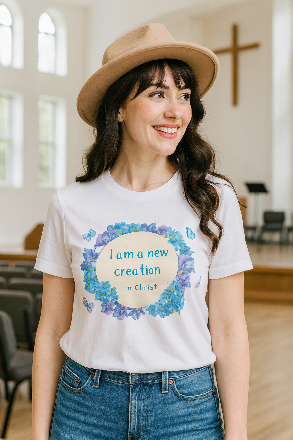 I Am a New Creation Christian T-Shirt – Floral Faith Tee South Africa