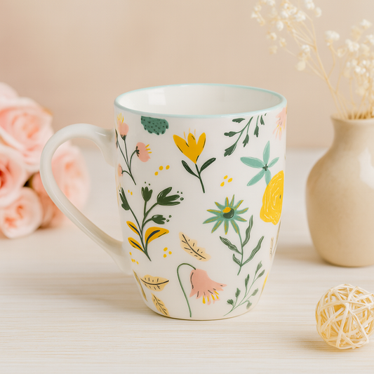 Rejoice and Be Glad Ceramic Mug – 355ml Coffee Cup with Floral Design | Psalm 128:24 Christian Gift South Africa