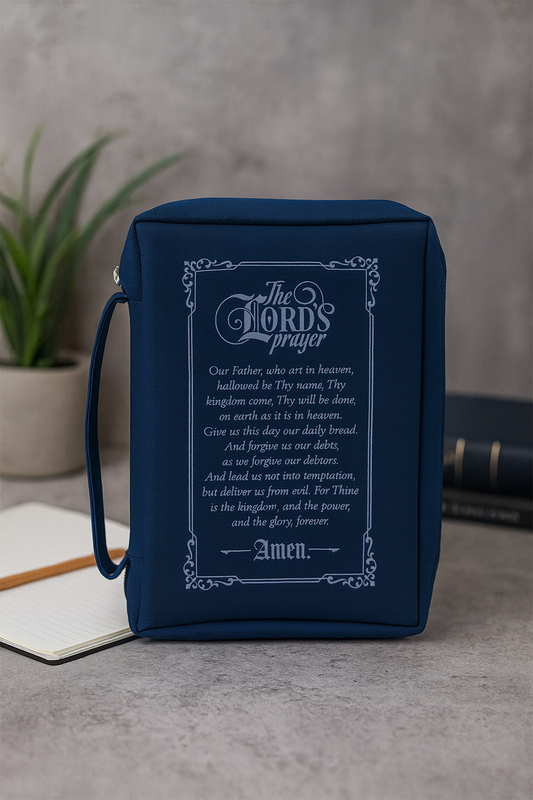 The Lord’s Prayer Bible Cover – Durable Navy Polyester Bible Bag with Handle | Multiple Sizes South Africa