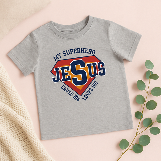 Jesus My Superhero Kids’ Christian T-Shirt – Faith Tee South Africa