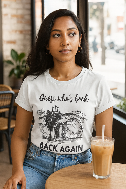 Christian Easter T-Shirt | “Guess Who’s Back” Resurrection Tee for Men & Women (S–XL)