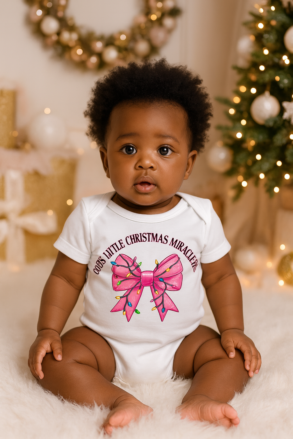 God’s Little Christmas Miracle Baby Romper – Soft Polyester Blend | Sublimation Print | Newborn to 18–24 Months | SA Christmas Outfit