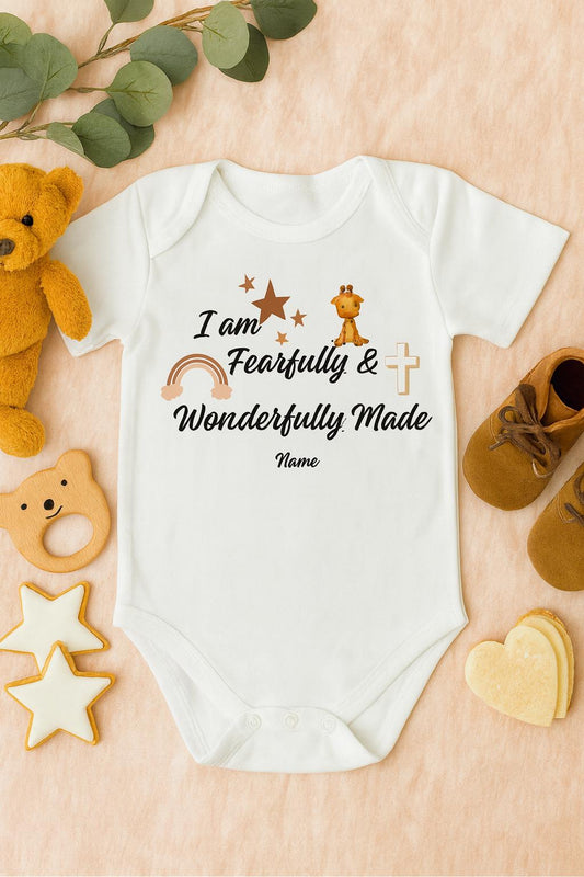 Fearfully & Wonderfully Made Baby Boy Romper – Christian Gift SA