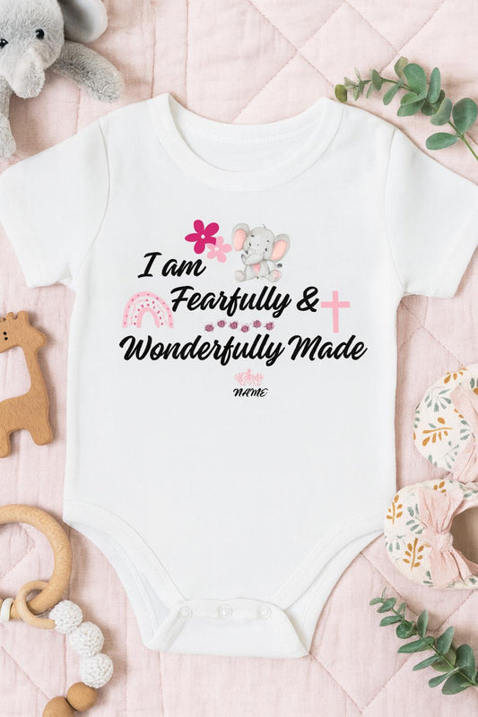 Fearfully & Wonderfully Made Baby Girl Romper – Christian Gift SA