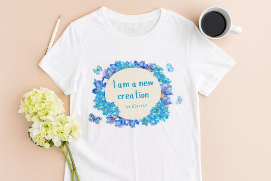 I Am a New Creation Christian T-Shirt – Floral Faith Tee South Africa