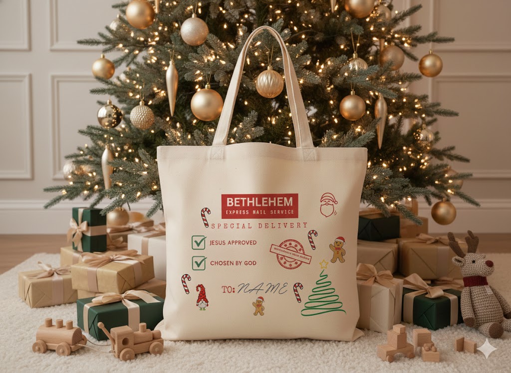 Personalised Bethlehem Express Christmas Tote Bag – Custom Kids’ Christmas Sack | Sublimated Gift Bag