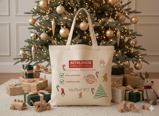 Personalised Bethlehem Express Christmas Tote Bag – Custom Kids’ Christmas Sack | Sublimated Gift Bag